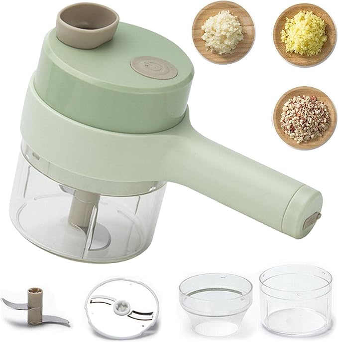 Rechargeable 4 in 1 Electric Vegetable Cutter قطاعة خضراوات كهربائية قابلة لإعادة الشحن 4 في 1