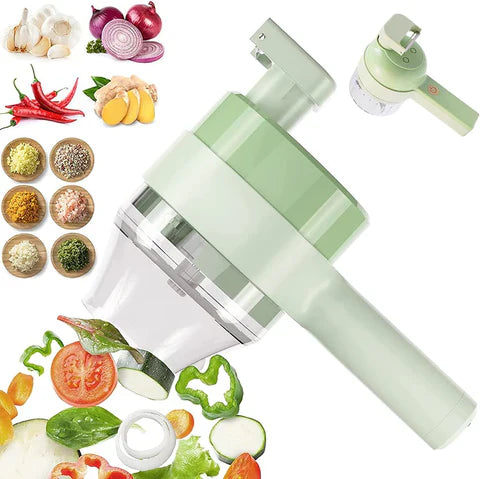 Rechargeable 4 in 1 Electric Vegetable Cutter قطاعة خضراوات كهربائية قابلة لإعادة الشحن 4 في 1