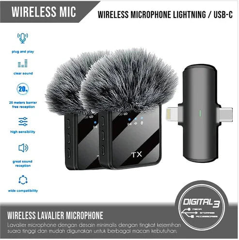 Wireless Lavalier Microphone ميكروفون لافالير لاسلكي