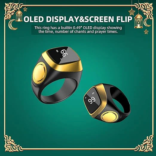 Equantu Qibla Ring Tasbih Counter Prayer Reminder اكوانتو القبلة الدائري تسبيح عداد الصلاة تذكير