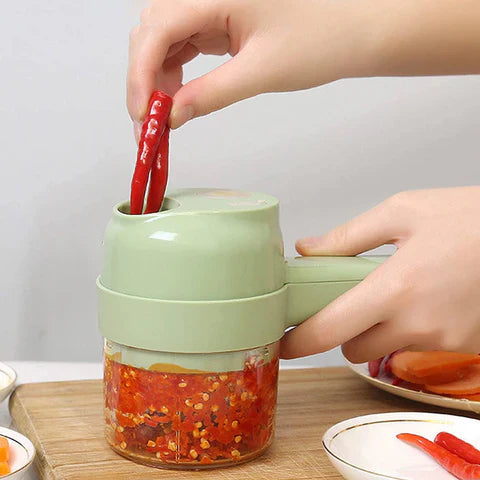 Rechargeable 4 in 1 Electric Vegetable Cutter قطاعة خضراوات كهربائية قابلة لإعادة الشحن 4 في 1