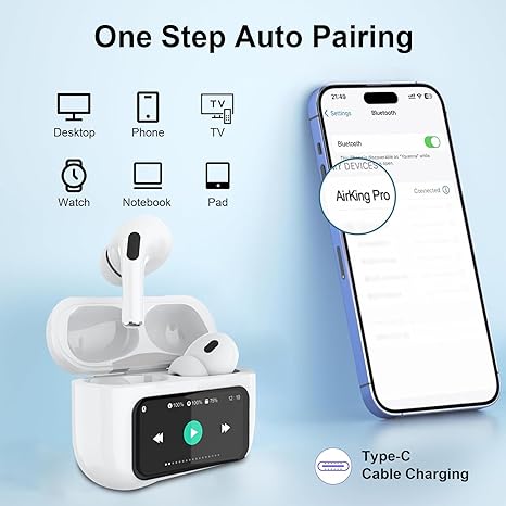 Airpods Pro With Touch Display Screen سماعات ايربودز برو مع شاشة تعمل باللمس