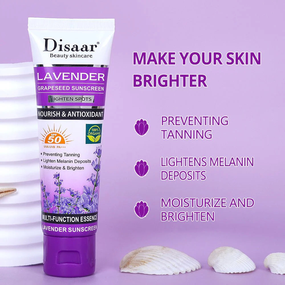 Disaar - Lavender Grapeseed Sunscreen SPF 50 (Original)  ديسار - واقي شمس برائحة الخزامى وبذور العنب بعامل حماية 50 (الأصلي)