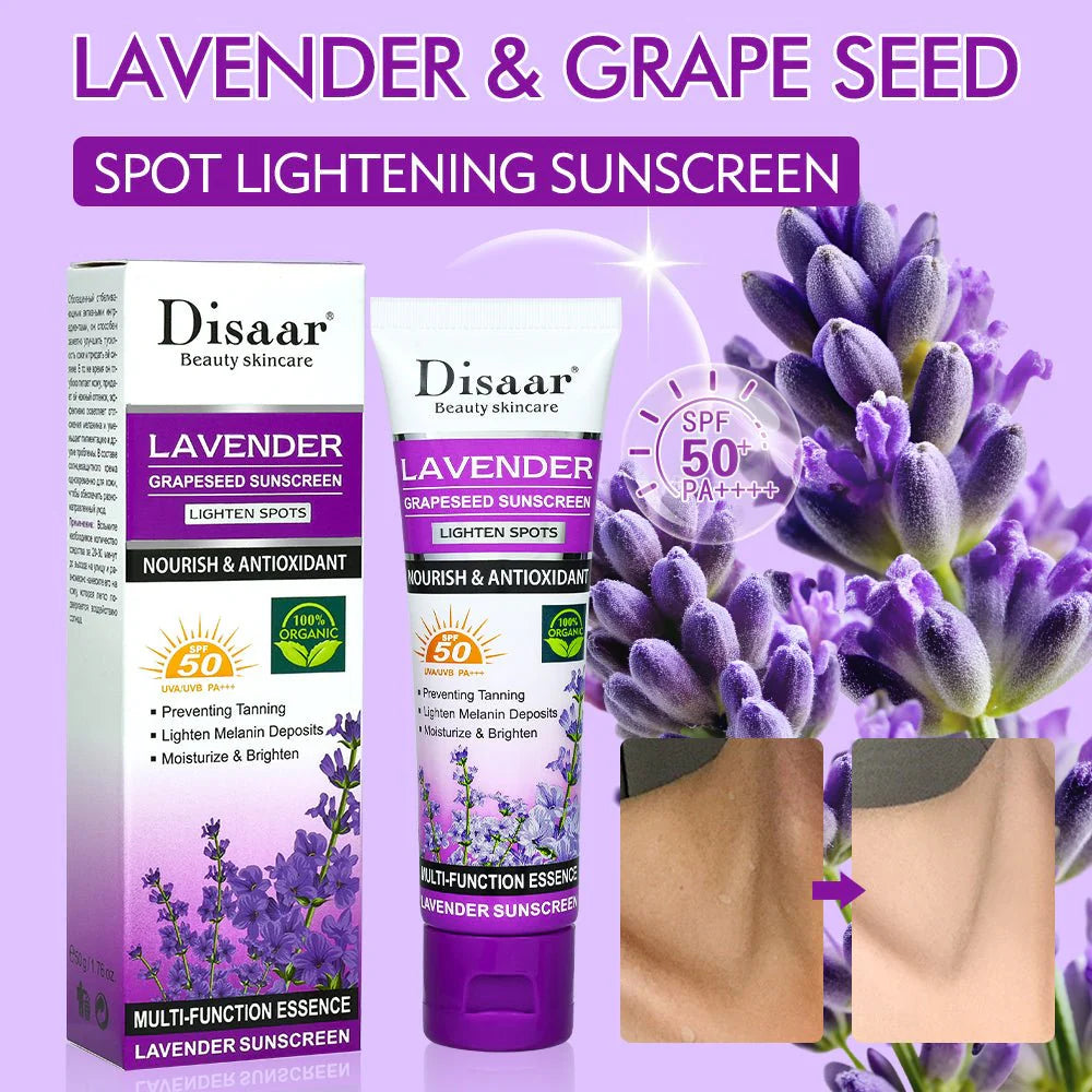 Disaar - Lavender Grapeseed Sunscreen SPF 50 (Original)  ديسار - واقي شمس برائحة الخزامى وبذور العنب بعامل حماية 50 (الأصلي)
