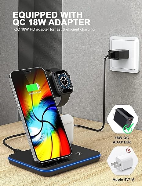3-in-1 Wireless Charging Station محطة شحن لاسلكية 3 في 1